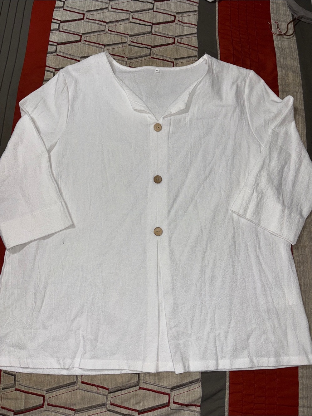 Amazon Essentials White Kids Button-Front Top with Wood Buttons